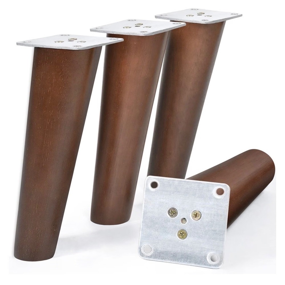 AORYVIC 8 Inch Angled Wood Furniture Legs Walnut Finish Set of 4 Mid Century